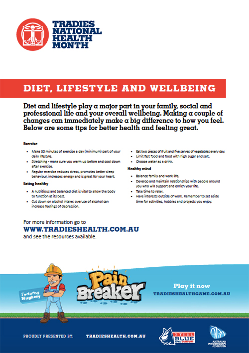 Tradies Diet, Lifestyle and Wellbeing Brochure