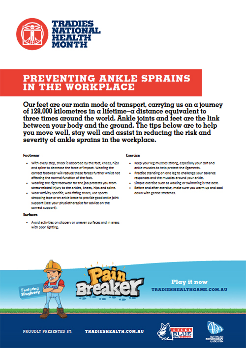 Tradies Preventing Ankle Sprains Brochure
